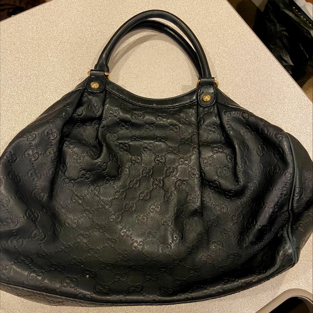 GUCCI Sukey Tote Bag GG Guccissima Leather Black